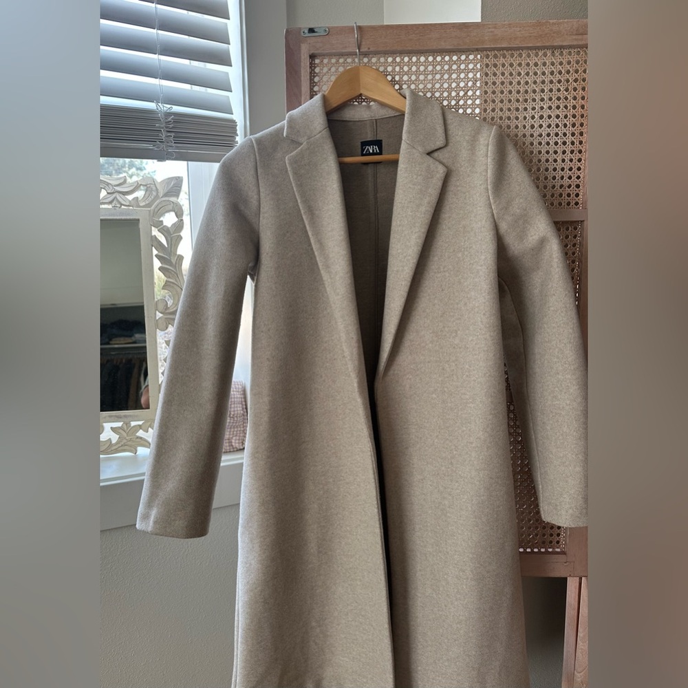 Zara Taupe Wool Blend Coat